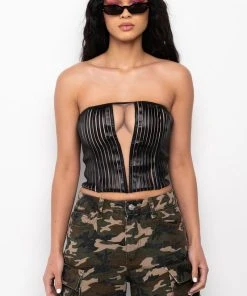 STALLION MESH PANEL FAUX LEATHER CORSET -akira shop stallion mesh panel faux leather corset black 3 3