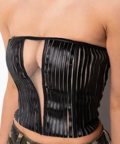 STALLION MESH PANEL FAUX LEATHER CORSET -akira shop stallion mesh panel faux leather corset black 6 6