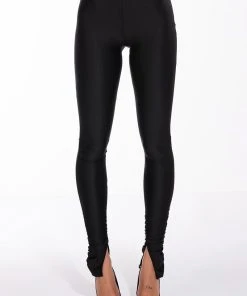 STAR STRETCH RUCHED ANKLE LEGGINGS IN BLACK -akira shop star stretch ruched ankle leggings in black black 5 5
