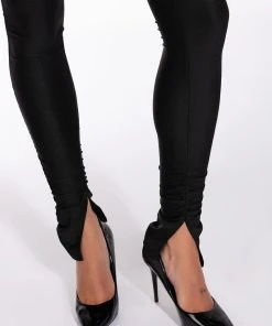STAR STRETCH RUCHED ANKLE LEGGINGS IN BLACK -akira shop star stretch ruched ankle leggings in black black 8 8
