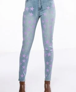 STARLIGHT MID RISE PAINTED SKINNY JEAN -akira shop starlight mid rise painted skinny jean light blue denim 3 3 c1 c1 c1 c1 c1