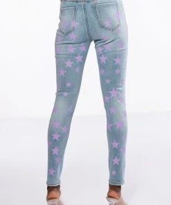 STARLIGHT MID RISE PAINTED SKINNY JEAN -akira shop starlight mid rise painted skinny jean light blue denim 5 5 c1 c1 c1 c1 c1