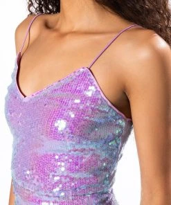 STARSTRUCK SEQUIN V-NECK TANK TOP -akira shop starstruck sequin v neck tank top purple 6 6