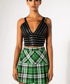 STOLE THE SHOW ZIPPER DETAIL CROPPED BANDAGE TANK 15 STOLE THE SHOW ZIPPER DETAIL CROPPED BANDAGE TANK -akira shop stole the show zipper detail cropped bandage tank black 5 5