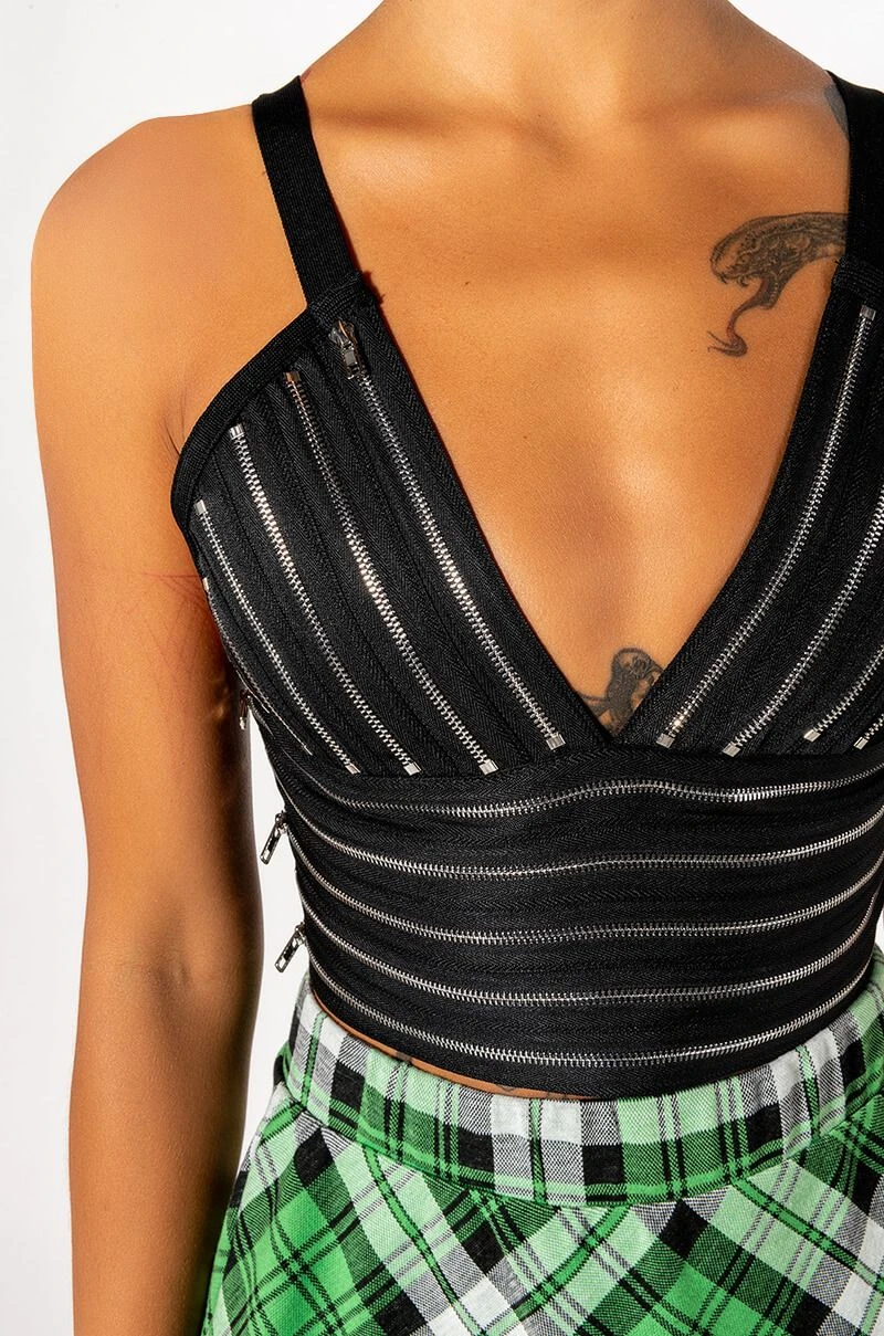 STOLE THE SHOW ZIPPER DETAIL CROPPED BANDAGE TANK 10 STOLE THE SHOW ZIPPER DETAIL CROPPED BANDAGE TANK - Image 8