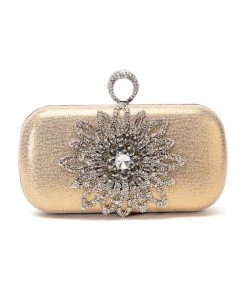 STRAIGHT FLEXING EMBELLISHED CLUTCH -akira shop straight flexing embellished clutch gold multi 3 3