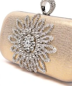 STRAIGHT FLEXING EMBELLISHED CLUTCH -akira shop straight flexing embellished clutch gold multi 5 5