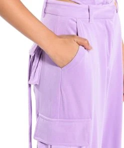STYLIST WIDE LEG VELVET CARGO PANTS 17 STYLIST WIDE LEG VELVET CARGO PANTS -akira shop stylist wide leg velvet cargo pants light purple 8 8