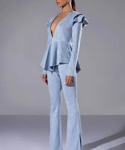 SUEDE BIG BOOTY PANTS -akira shop suede big booty pants light blue 3 3