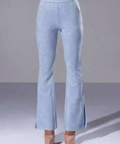 SUEDE BIG BOOTY PANTS -akira shop suede big booty pants light blue 4 4