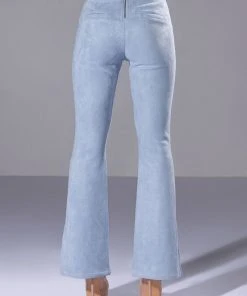 SUEDE BIG BOOTY PANTS -akira shop suede big booty pants light blue 6 6