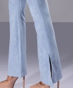 SUEDE BIG BOOTY PANTS -akira shop suede big booty pants light blue 7 7