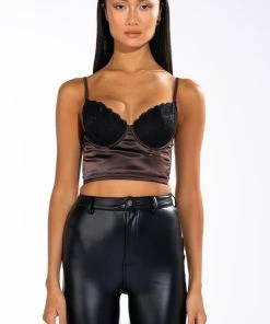 SULTRY LONGLINE BRALETTE TOP -akira shop sultry longline bralette top black brown 3 3