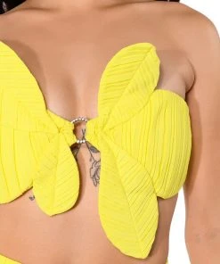 SUNSHINE BABY STRAPLESS CROP TOP -akira shop sunshine baby strapless crop top yellow 8 8