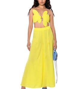SUNSHINE BABY WIDE LEG PALAZZO PANT -akira shop sunshine baby wide leg palazzo pant yellow 3 3
