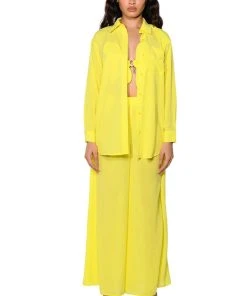 SUNSHINE BABY WIDE LEG PALAZZO PANT -akira shop sunshine baby wide leg palazzo pant yellow 4 4