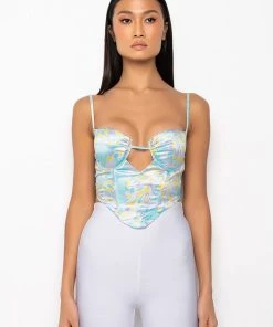 SWEET ESCAPE SATIN BUSTIER TANK 25 SWEET ESCAPE SATIN BUSTIER TANK -akira shop sweet escape satin bustier tank multi 10 10