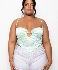 SWEET ESCAPE SATIN BUSTIER TANK 18 SWEET ESCAPE SATIN BUSTIER TANK -akira shop sweet escape satin bustier tank multi 3 3