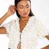 SWEET PARADISE SHORT SLEEVE TIE FRONT TOP -akira shop sweet paradise short sleeve tie front top white 1 1