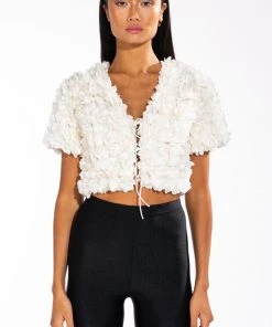 SWEET PARADISE SHORT SLEEVE TIE FRONT TOP -akira shop sweet paradise short sleeve tie front top white 4 4