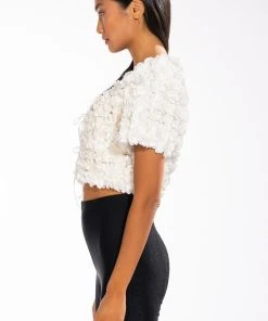 SWEET PARADISE SHORT SLEEVE TIE FRONT TOP -akira shop sweet paradise short sleeve tie front top white 5 5