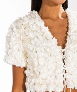 SWEET PARADISE SHORT SLEEVE TIE FRONT TOP -akira shop sweet paradise short sleeve tie front top white 7 7