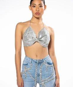 SWEET THANG SLEEVELESS EMBELLISHED CROP TOP