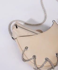 SWEETIE RHINESTONE CORD PURSE -akira shop sweetie rhinestone cord purse beige 4 4