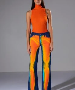 TEMPERATURE RISING RELAXED JEANS -akira shop temperature rising relaxed jeans blue multi 4 4 c1