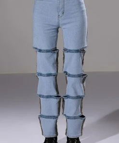 TEMPTATION HIGH RISE LAYERED WIDE LEG JEAN -akira shop temptation high rise layered wide leg jean light blue denim 4 4