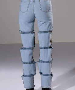 TEMPTATION HIGH RISE LAYERED WIDE LEG JEAN -akira shop temptation high rise layered wide leg jean light blue denim 6 6