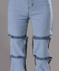 TEMPTATION HIGH RISE LAYERED WIDE LEG JEAN -akira shop temptation high rise layered wide leg jean light blue denim 7 7