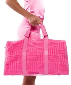 TERRY PINK WEEKEND BAG -akira shop terry pink weekend bag pink 1 1