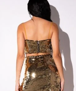 THANK THE ACADEMY SLEEVELESS COWL NECK CROP TOP -akira shop thank the academy sleeveless cowl neck crop top gold 5 5