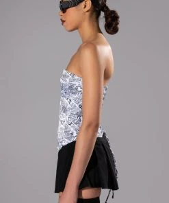 THAT NEW NEWS STRAPLESS CORSET -akira shop that new news strapless corset white multi 4 4