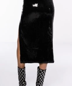 THE SHINE SEQUIN MIDI SKIRT -akira shop the shine sequin midi skirt black 5 5