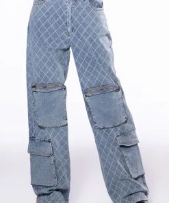 TIANNA RELAXED CARGO JEANS 11 TIANNA RELAXED CARGO JEANS -akira shop tianna relaxed cargo jeans light blue denim 3 3