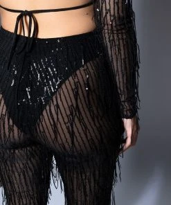 TONIGHT IS THE NIGHT SEQUIN PANTS -akira shop tonight is the night sequin pants black 6 6
