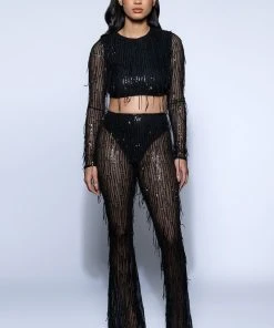 TONIGHT IS THE NIGHT SEQUIN PANTS -akira shop tonight is the night sequin pants black 7 7