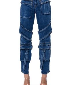 TOO COOL CARGO HIGH WAISTED JEANS -akira shop too cool cargo high waisted jeans medium blue denim 3 3 c1