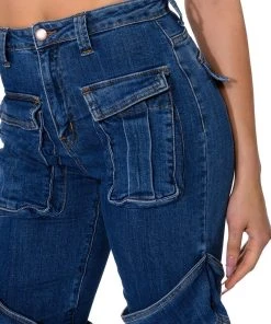 TOO COOL CARGO HIGH WAISTED JEANS -akira shop too cool cargo high waisted jeans medium blue denim 6 6