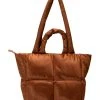TOVA NYLON TOTE BAG IN BROWN PUFFER