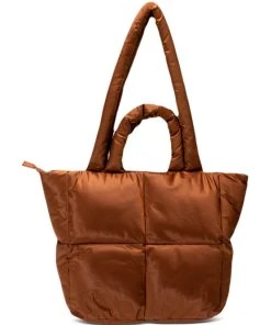 TOVA NYLON TOTE BAG IN BROWN PUFFER