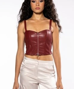 TRUE LOVE ZIP UP STRUCTURED TANK TOP IN RED -akira shop true love zip up structured tank top in red red 3 3