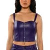 TRUE LOVE ZIP UP STRUCTURED TANK TOP -akira shop true love zip up structured tank top purple 1 1