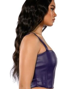 TRUE LOVE ZIP UP STRUCTURED TANK TOP -akira shop true love zip up structured tank top purple 5 5