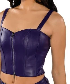 TRUE LOVE ZIP UP STRUCTURED TANK TOP -akira shop true love zip up structured tank top purple 7 7