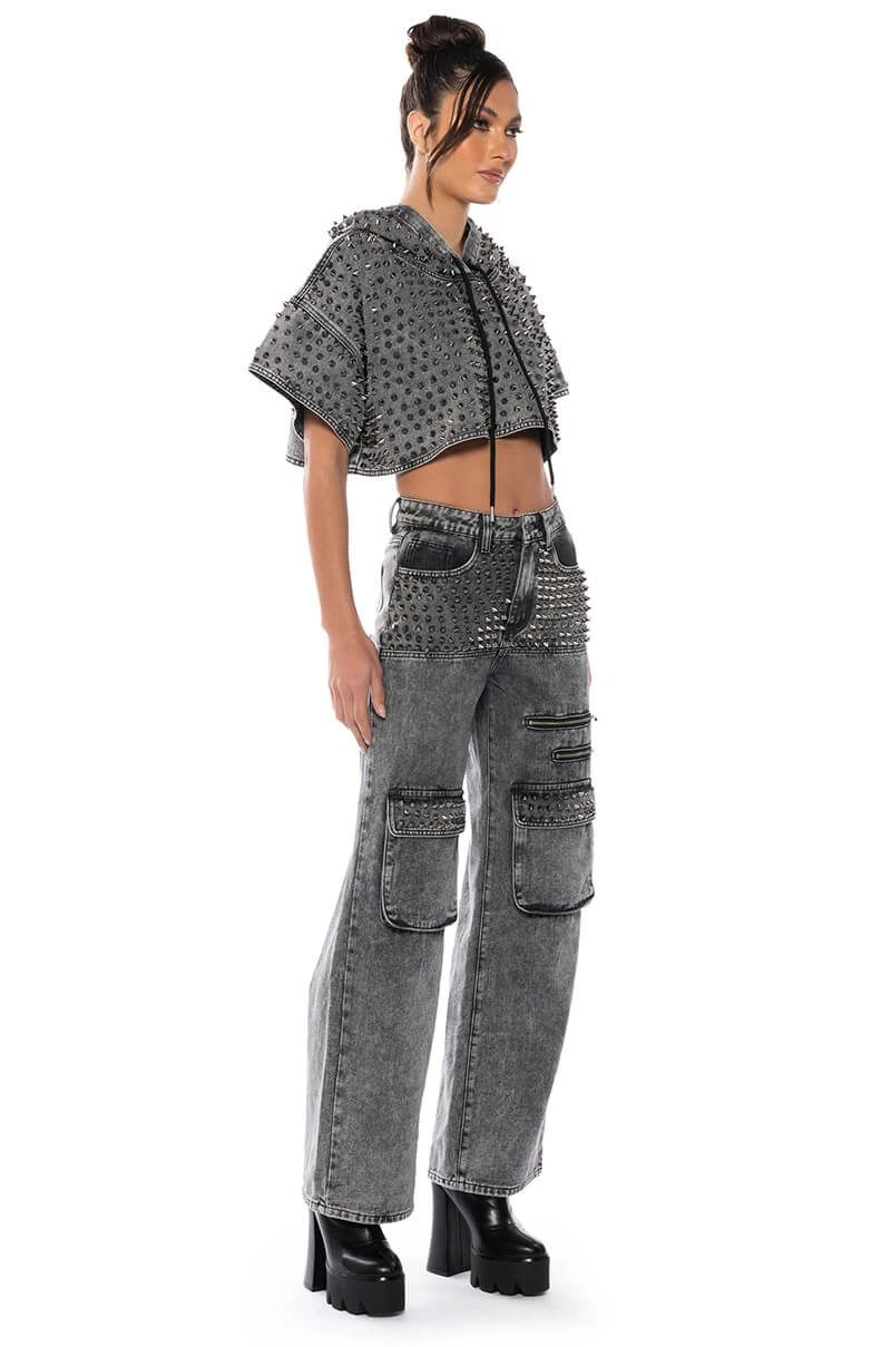 TURN IT UP STUD EMBELLISHED UTILITY JEANS 6 TURN IT UP STUD EMBELLISHED UTILITY JEANS - Image 4