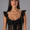 VEN AQUI LACE UP CORSET TOP -akira shop ven aqui lace up corset top black 1 1 c1
