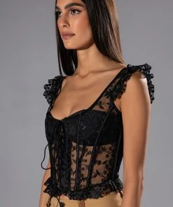 akira shop -akira shop ven aqui lace up corset top black 2 2 c1